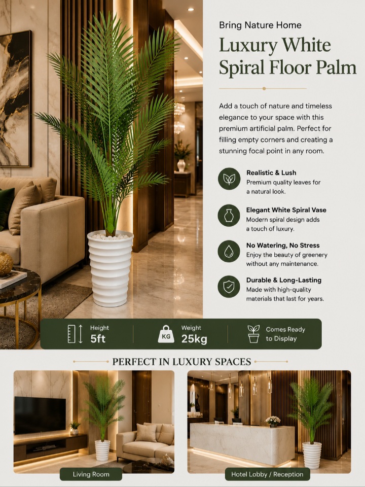 Luxury White Spiral Palm Plant